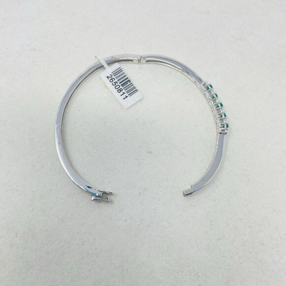 KARIS Collection Lab Created Emerald Platinum Bond Brass Bangle Bracelet 5058 - Picture 3 of 5